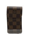 【中古】LOUIS VUITTON◆エテュイ・シガレット_ダミエ・エベヌ_BRW/PVC/BRW/N63024【服飾雑貨他】
