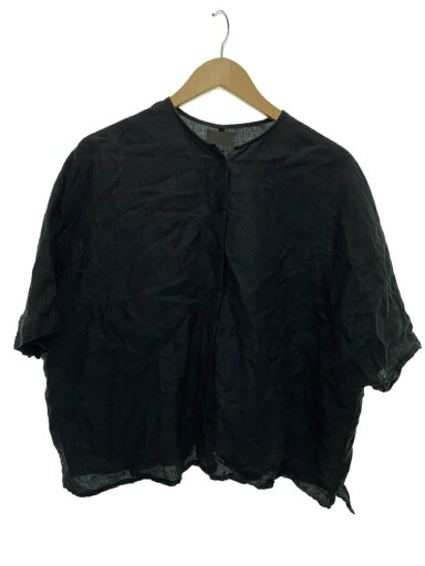 【中古】オローネ◆半袖ブラウス/--/リネン/ブラック/無地/PTM-2432【レディースウェア】 【中古】オローネ◆半袖ブラウス/--/リネン/ブラック/無地/PTM-2432【レディースウェア】