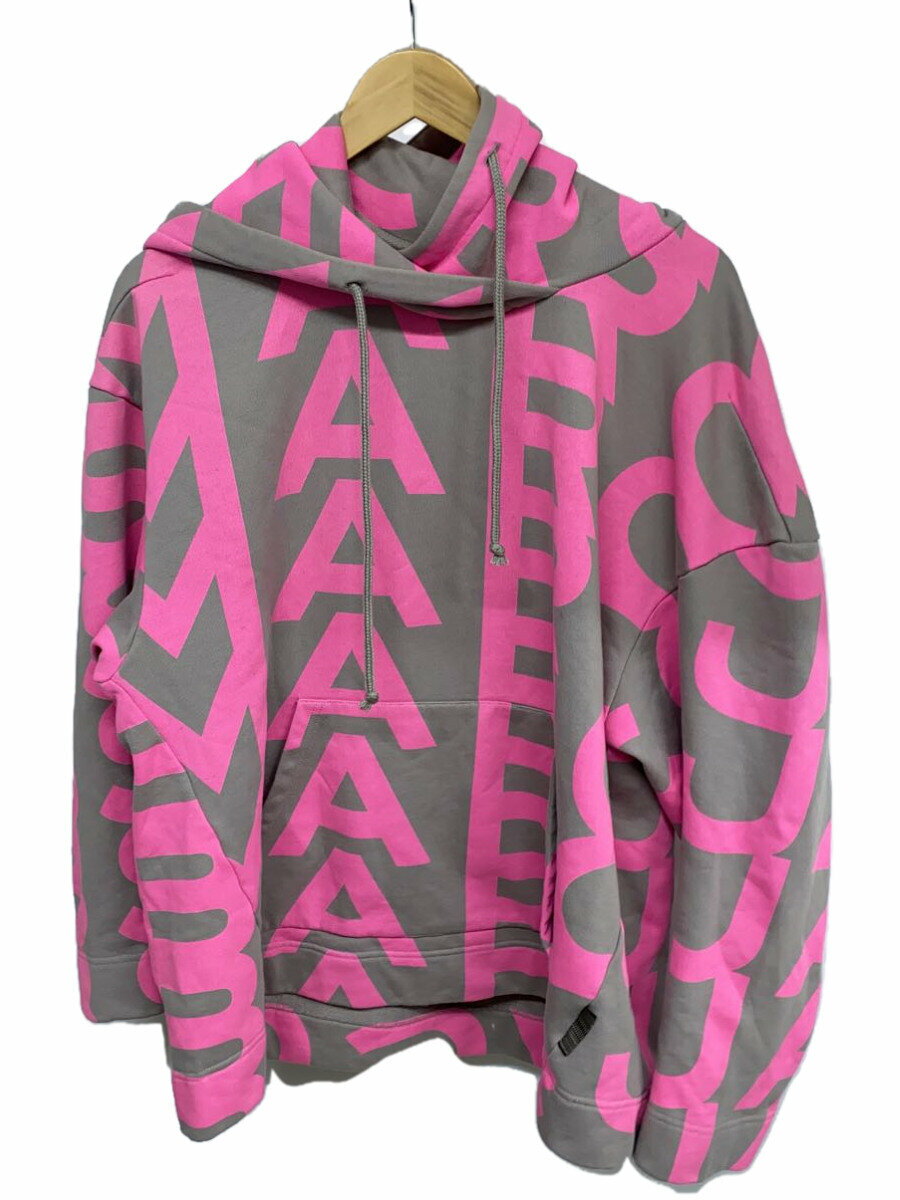 【中古】MARC JACOBS◆monogram oversized hoodie/パーカー/XS/コットン/PNK/総柄【レディースウェア】