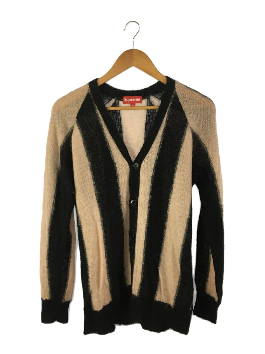 【中古】Supreme◆striped mohair cardigan/カーディガン(厚手)/M/ナイロン/PNK/ストライプ【メンズウェア】