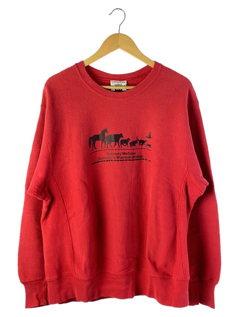 【中古】Lee◆90s/USA製/スウェット/L/コットン/レッド/プリント【メンズウェア】