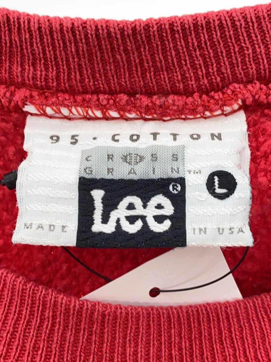 【中古】Lee◆90s/USA製/スウェット/L/コットン/レッド/プリント【メンズウェア】