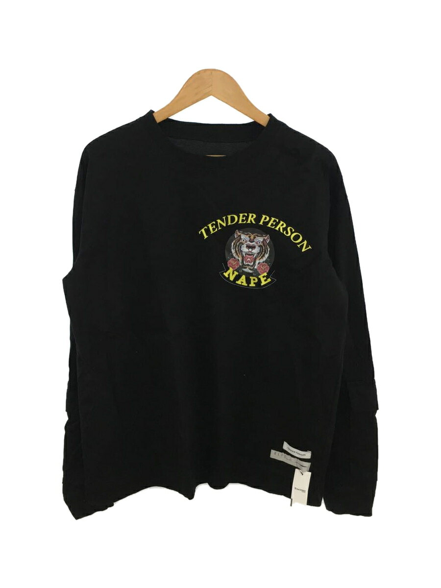 【中古】TENDER PERSON◆長袖Tシャツ/3/コットン/BLK/103K【メンズウェア】