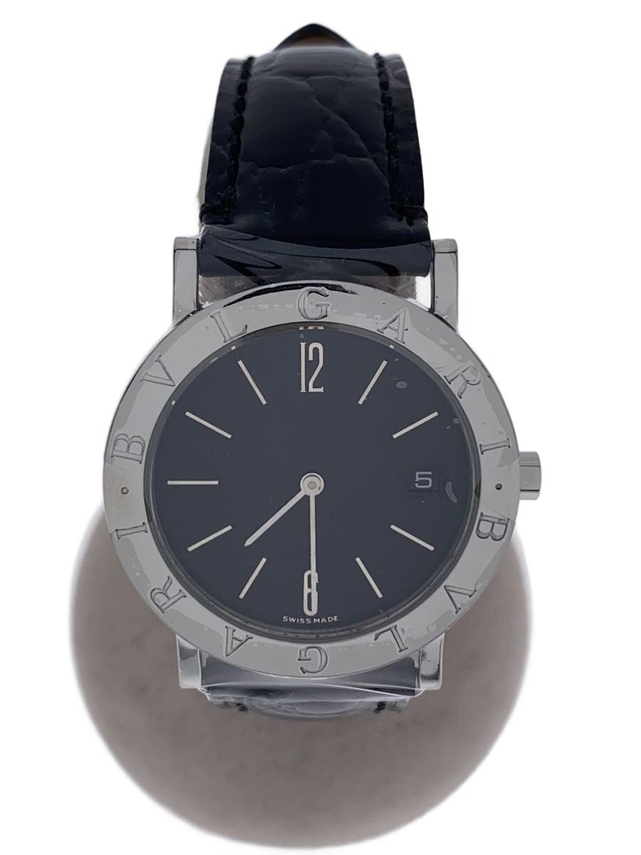 【中古】BVLGARI◆クォーツ腕時計/アナログ/BLK/GRY/BB33SLD/※社外ベルト【服飾雑貨他】