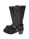 【中古】Matin Kim◆FABRIC MIX WESTERN BOOTS IN BLUE/ウェスタンブーツ/25cm/デニム【シューズ】