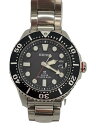 【中古】SEIKO◆SOLAR DIVERS 200m/クォーツ腕時計/アナログ/ステンレス/BLK/SLV/V157-0BT0【服飾雑貨他】