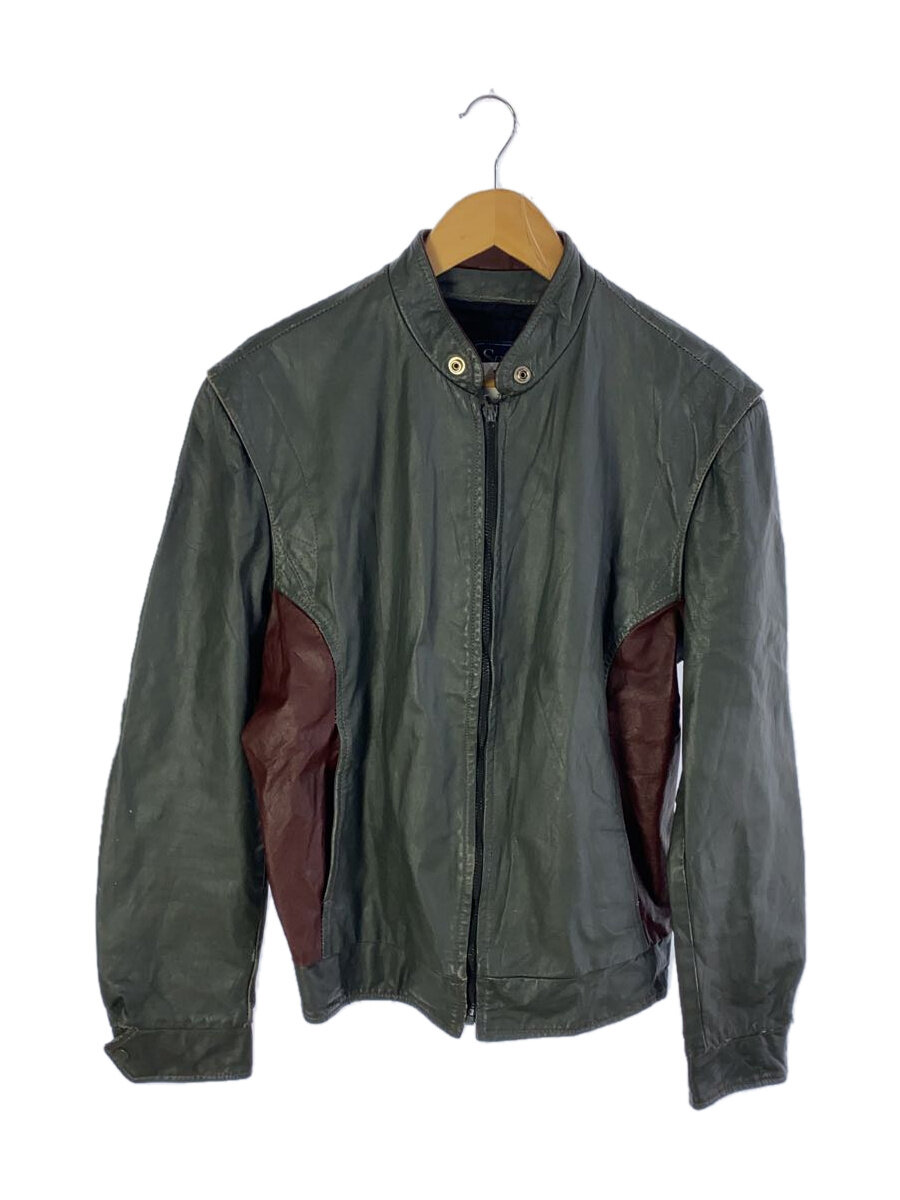 【中古】sears◆レザージャケット・ブルゾン/42/レザー/KHK/無地//【メンズウェア】