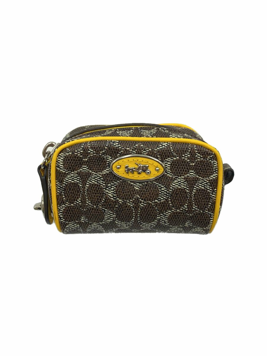 【中古】COACH◆シグネチャー/ロック付/ミニポーチ/ポーチ/PVC/BRW/モノグラム/52438【バッグ】