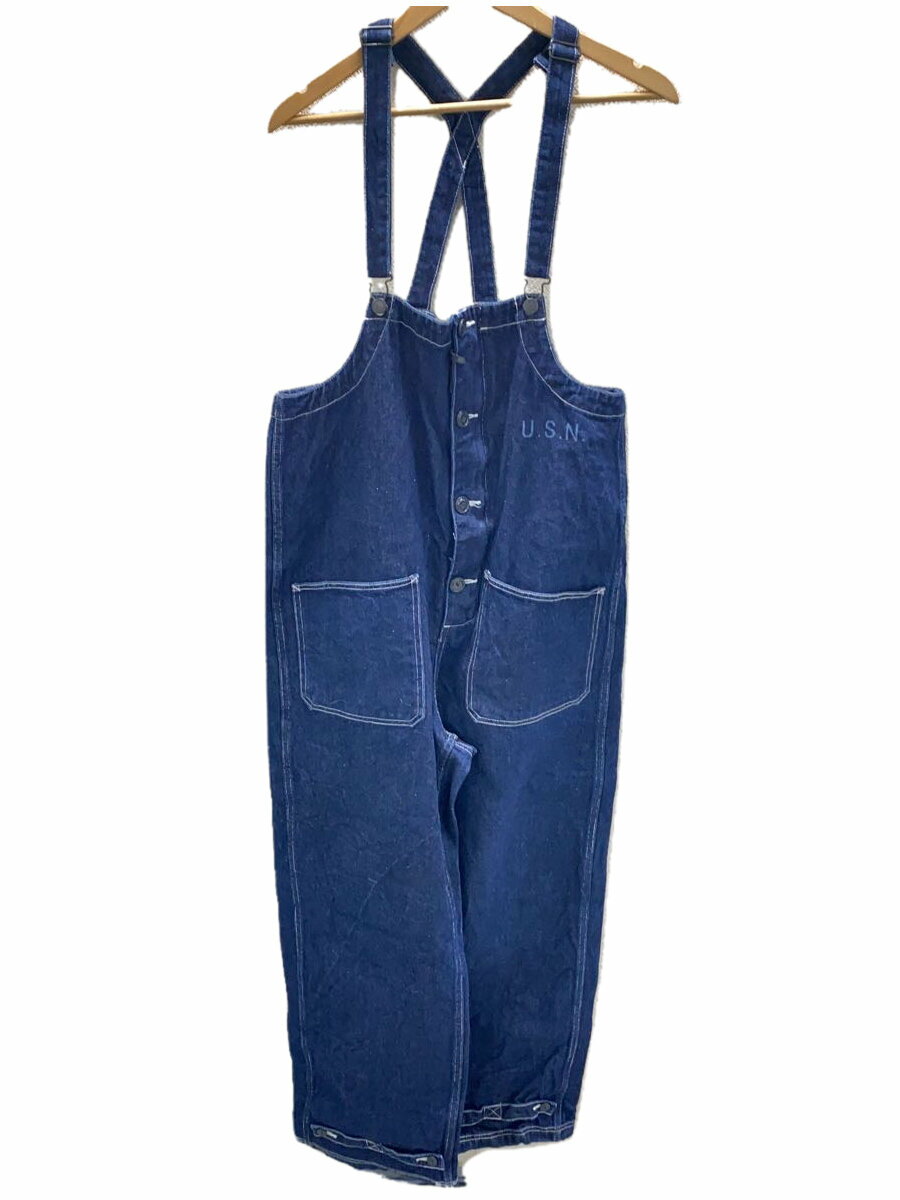 【中古】HOUSTON◆DENIM DECK PANTS/オーバーオール/M/デニム/IDG/無地/10037【メンズウェア】