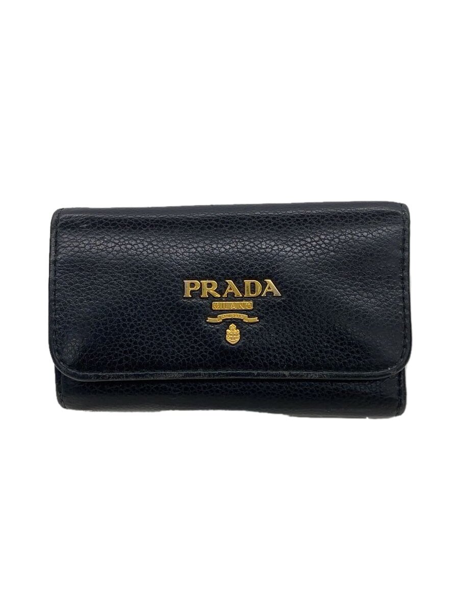 【中古】PRADA◆キーケース/レザー/BLK/レディース【服飾雑貨他】