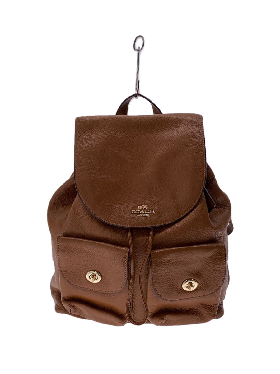 【中古】COACH◆リュック/レザー/CML/無地【バッグ】