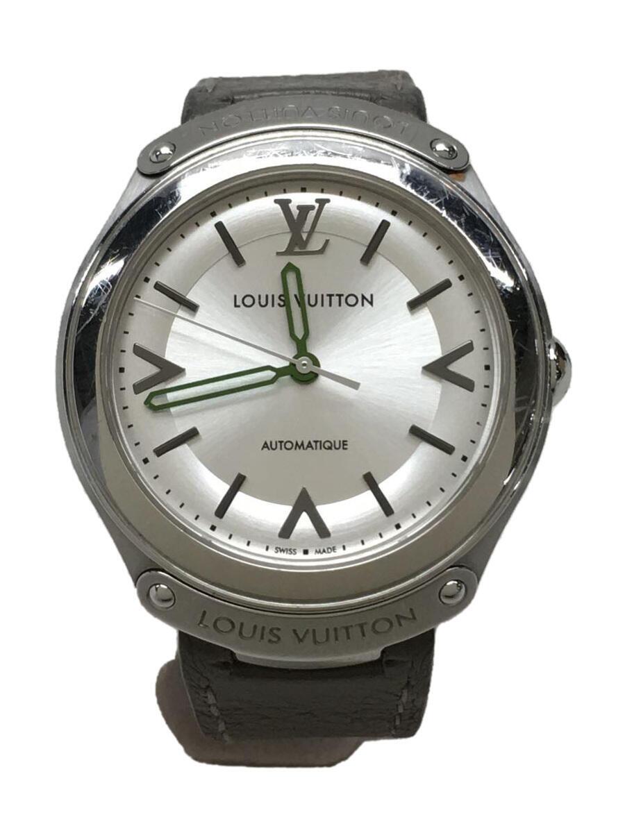 【中古】LOUIS VUITTON◆フィフュティファイブ_AT_SS/革_41mm/レザー/SLV/GRY/SS/0113日差+7【服飾雑貨他】