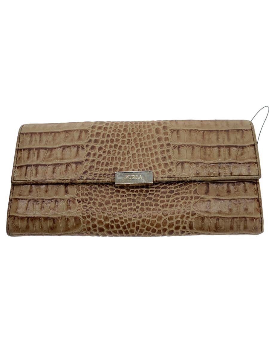 【中古】FURLA◆長財布/クロコ/CML/レ�