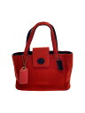 【中古】COACH◆フェルト/ターンロック/ハンドバッグ/レッド/無地/8189/状態考慮【バッグ】