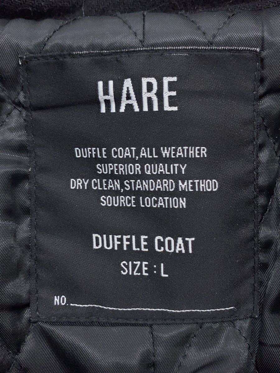 【中古】HARE◆ダッフルコート/L/ウール/BLK/無地【メンズウェア】
