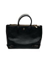【中古】TORY BURCH◆トートバッグ/レザー/BLK/無地【バッグ】