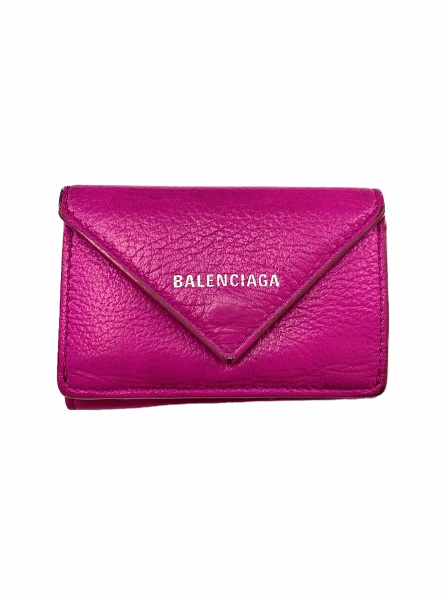 【中古】BALENCIAGA◆3つ折り財布/--/PNK/レディース/391446【服飾雑貨他】