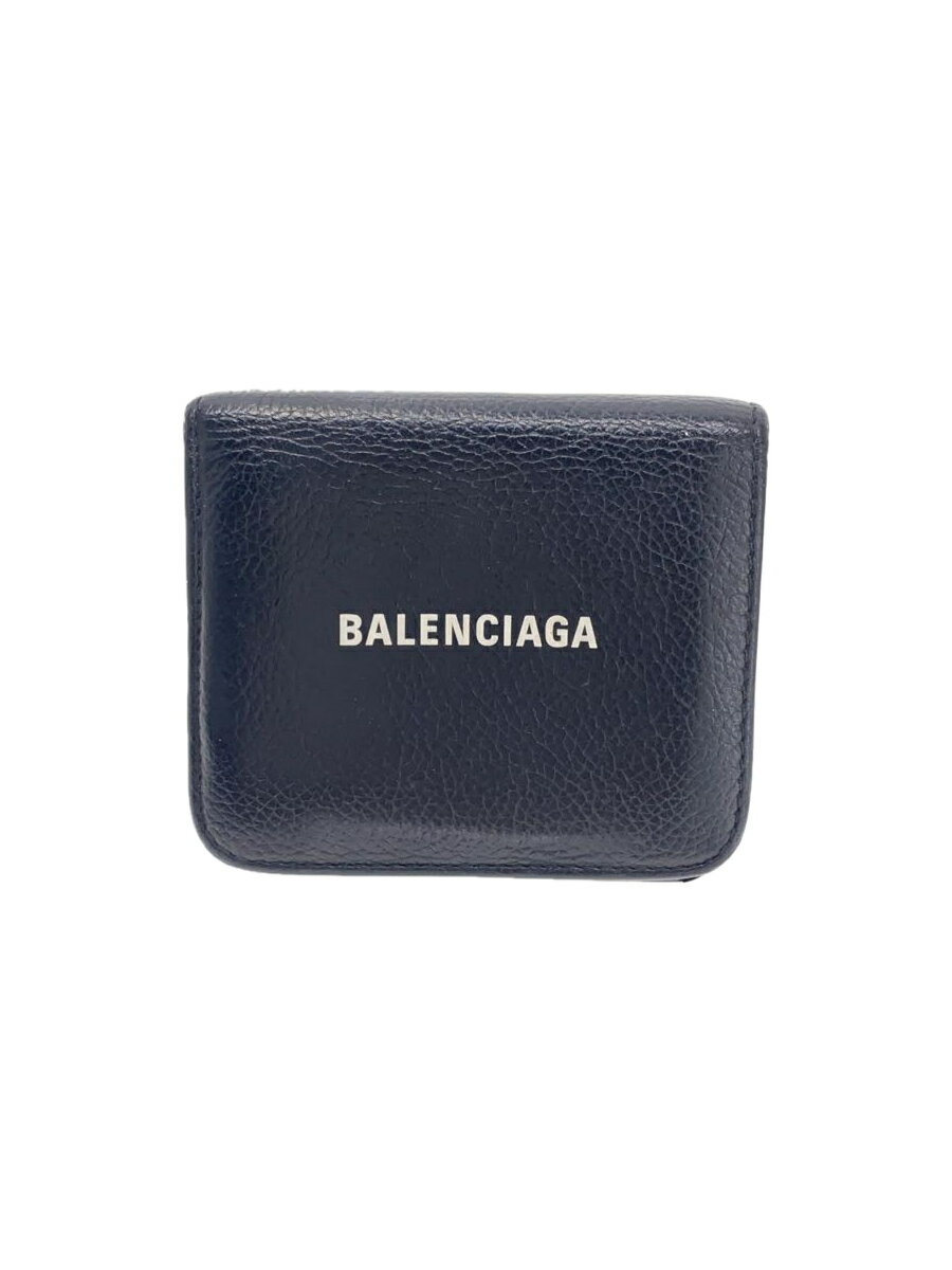 【中古】BALENCIAGA◆2つ折り財布/レザー/BLK/メンズ【服飾雑貨他】