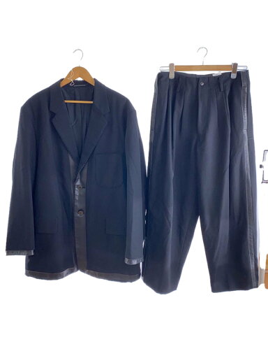 【中古】yohji yamamoto POUR HOMME◆96AW/脱色期/レザー切り替え/スーツ/L/ウール/BLK/HG-J55-806/HG-P29-806【メンズウェア】 【中古】yohji yamamoto POUR HOMME◆96AW/脱色期/レザー切り替え/スーツ/L/ウール/BLK/HG-J55-806/HG-P29-806【メンズウェア】