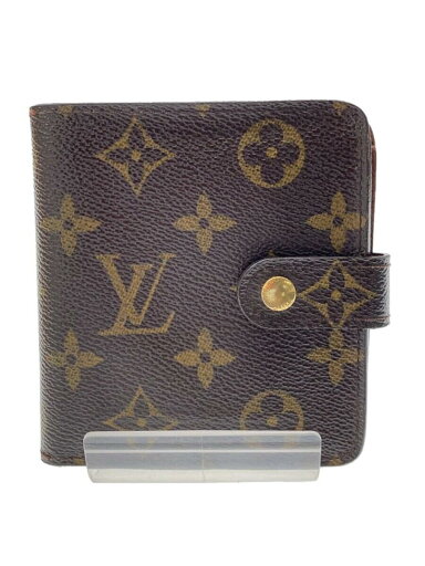 【中古】LOUIS VUITTON◆コンパクト・ジップ_モノグラム・キャンバス_BRW/PVC/BRW/レディース【服飾雑貨他】 【中古】LOUIS VUITTON◆コンパクト・ジップ_モノグラム・キャンバス_BRW/PVC/BRW/レディース【服飾雑貨他】