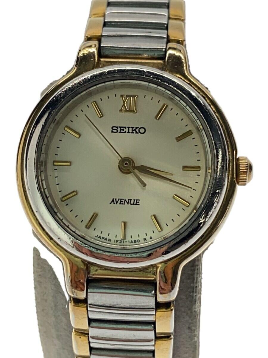 【中古】SEIKO◆AVENUE/ゴールドコンビ/クォーツ腕時計/アナログ/ステンレス/シルバー/1F21-0H50【服飾雑貨他】