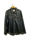【中古】outlaw/レザーシャツ/スタッズ/鋲ジャン/50/牛革/ブラック/ボーダー【メンズウェア】(4)