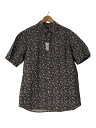 【中古】STUSSY◆半袖シャツ/L/コットン/BLK/総柄【メンズウェア】