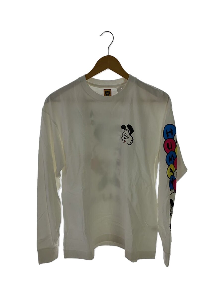 【中古】HUMAN MADE◆長袖Tシャツ/M/コットン/ホワイト/白/無地【メンズウェア】