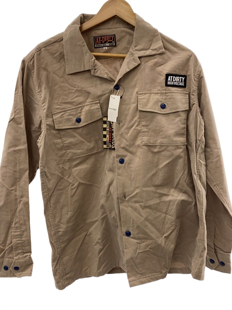 AT-DIRTY◆ATD SERVICE L/S SHIRT/長袖シャツ/M/コーデュロイ/BEG/無地