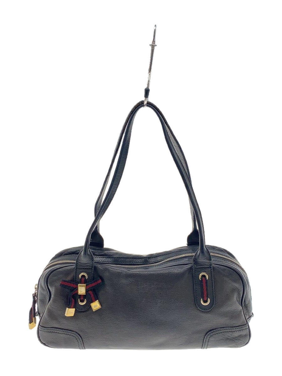 【中古】GUCCI◆ハンドバッグ/レザー/BLK/無地/161720/プリンシー【バッグ】