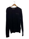 【中古】MONCLER◆23SS/COTTON SWEATER/GIROCOLLO TRICOT/セーター/M/コットン/BLK【メンズウェア】