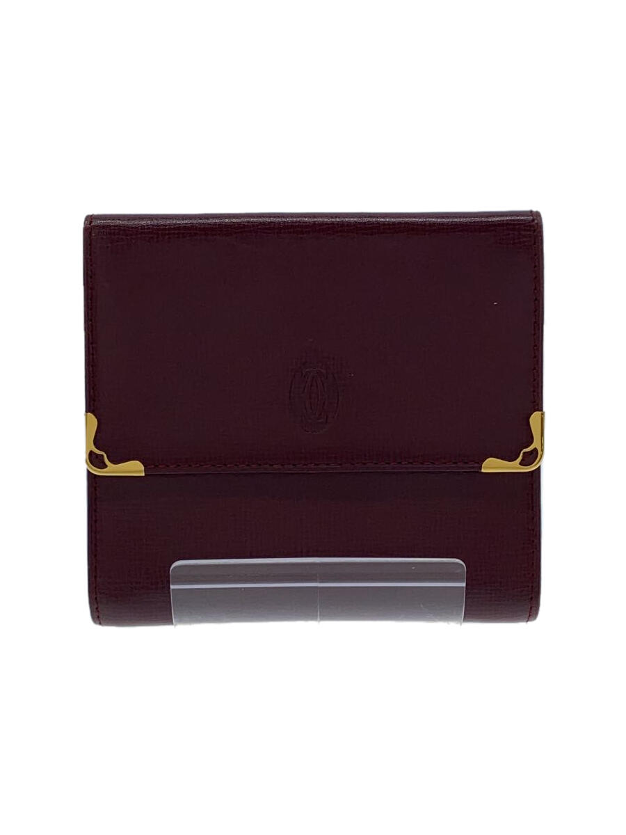 【中古】Cartier◆マストライン/Wホック/3つ折り財布/レザー/BRD/レディース/ポケット内側劣化有【服飾雑貨他】