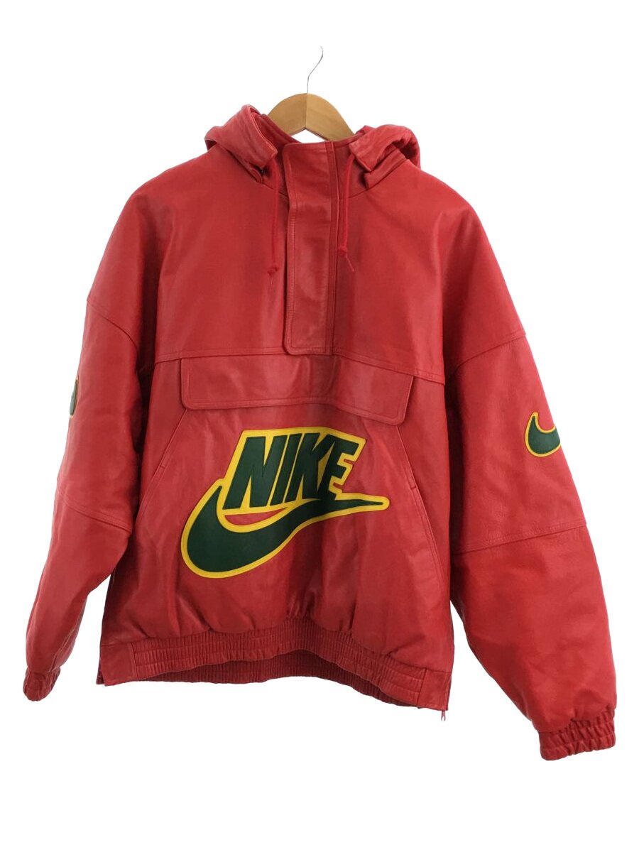 【中古】NIKE◆19AW/Leather Anorak/ジャケット/M/牛革/RED/スレ有//【メンズウェア】