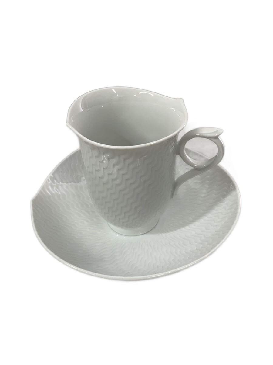 【中古】Meissen◆エスプレッソカップ&ソーサー/磁器/波の戯れ/WHT【キッチン用品】