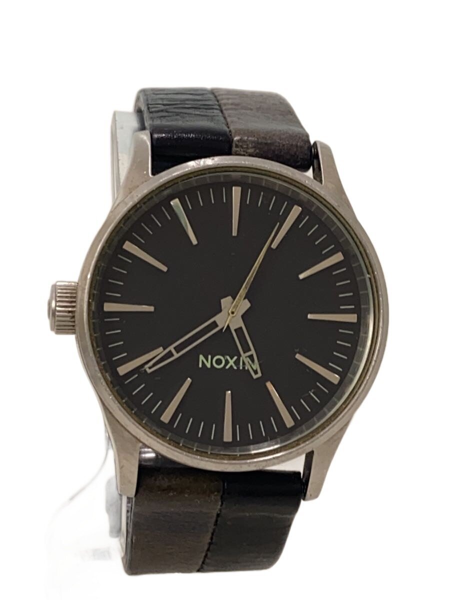 【中古】NIXON◆NIXON THE SENTRY 38 SS/電池切れクォーツ腕時計/アナログ/レザー/BLK/BLK【服飾雑貨他】