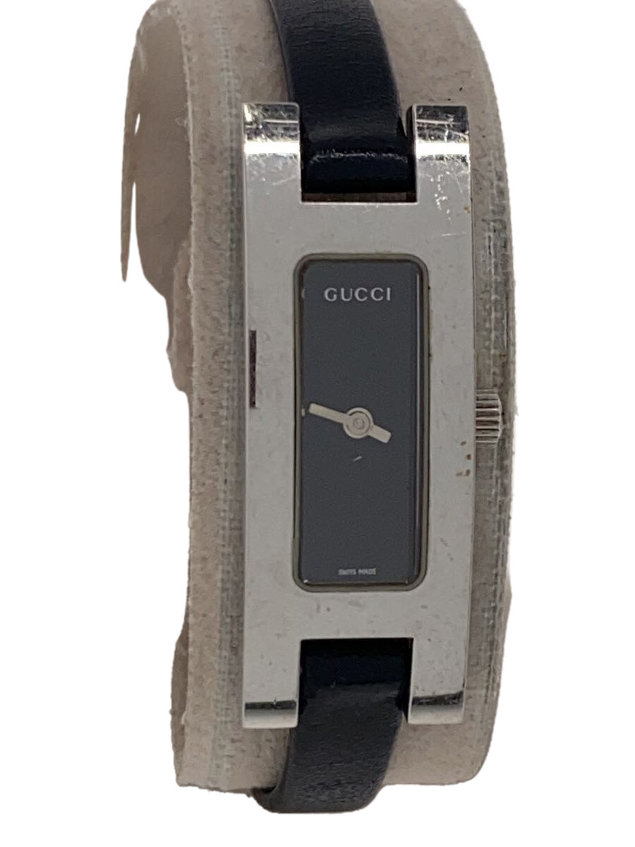 【中古】GUCCI◆クォーツ腕時計/アナログ/レザー/BLK/BLK/3900L【服飾雑貨他】