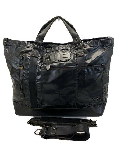 【中古】MASTERPIECE◆2WAY/ショルダーバッグ/トートバッグ/プレートロゴ/PVC/BLK/スナップボタン/角スレ有【バッグ】 【中古】MASTERPIECE◆2WAY/ショルダーバッグ/トートバッグ/プレートロゴ/PVC/BLK/スナップボタン/角スレ有【バッグ】