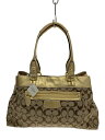 【中古】COACH◆トートバッグ_ペネロピ_シグネチャー_ゴールドレザー/キャンバス/BEG【バッグ】