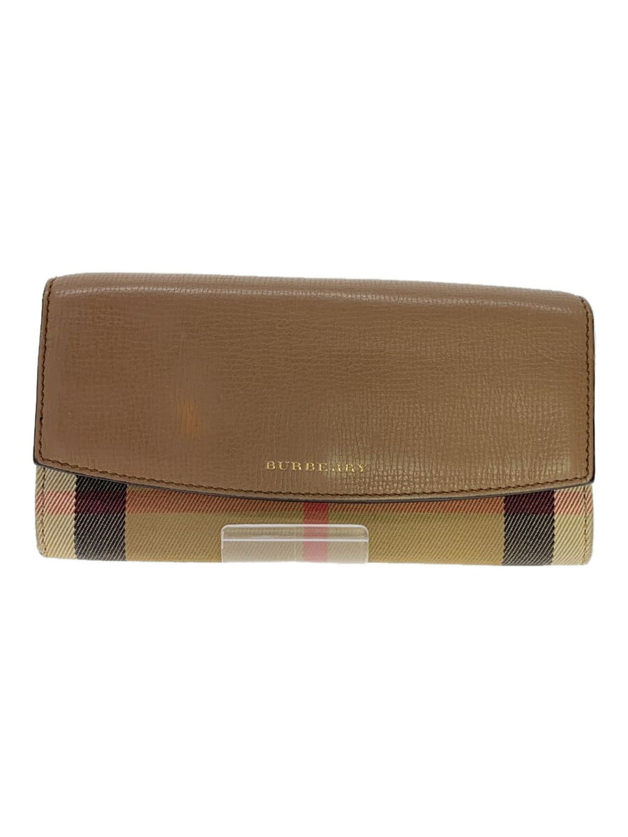 【中古】BURBERRY◆一部変色有/角擦れ有/長財布/レザー/BRW/レディース/3975329【服飾雑貨他】