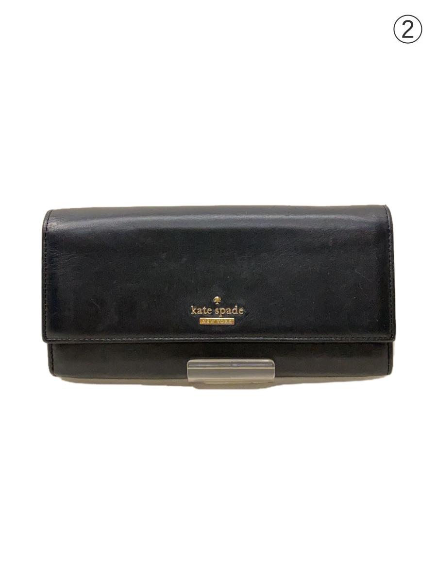 【中古】kate spade new york◆長財布/レザー/BLK/無地/メンズ/PWRU4506【服飾雑貨他】