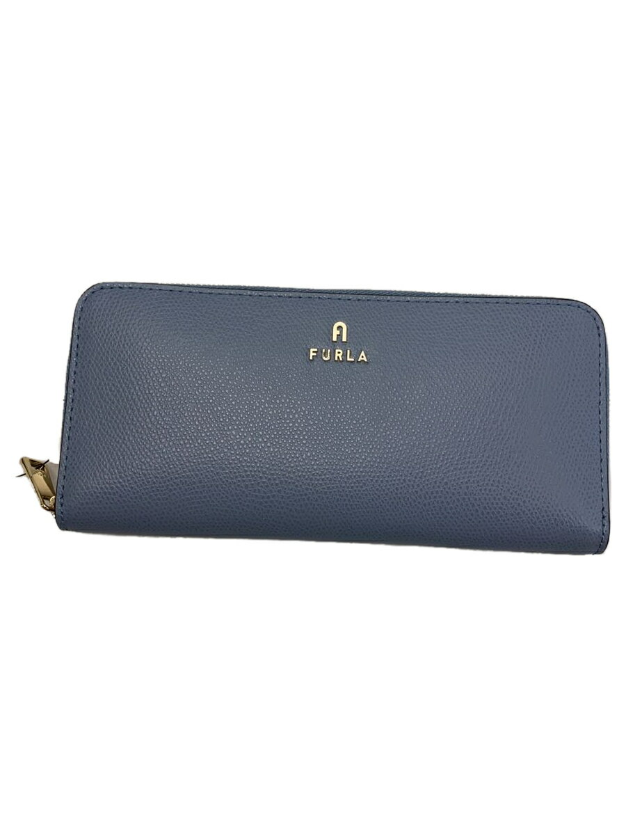 【中古】FURLA◆長財布/レザー/BLU/レ