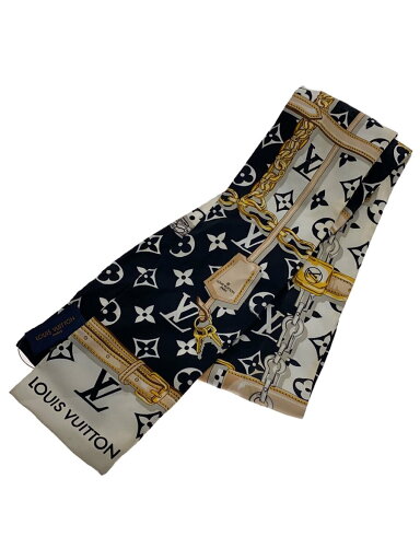 【中古】LOUIS VUITTON◆スカーフ/シルク/BLK/総柄/レディース【服飾雑貨他】 【中古】LOUIS VUITTON◆スカーフ/シルク/BLK/総柄/レディース【服飾雑貨他】