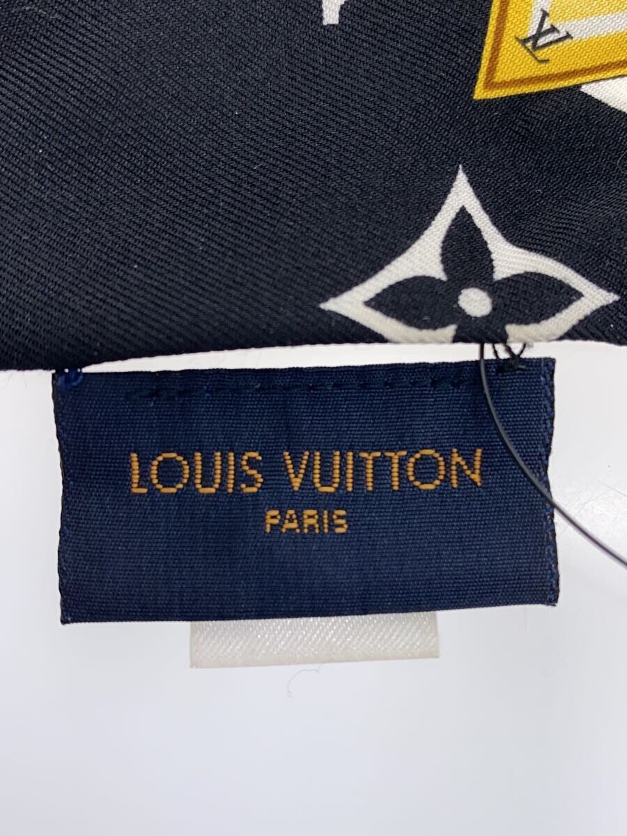 【中古】LOUIS VUITTON◆スカーフ/シルク/BLK/総柄/レディース【服飾雑貨他】