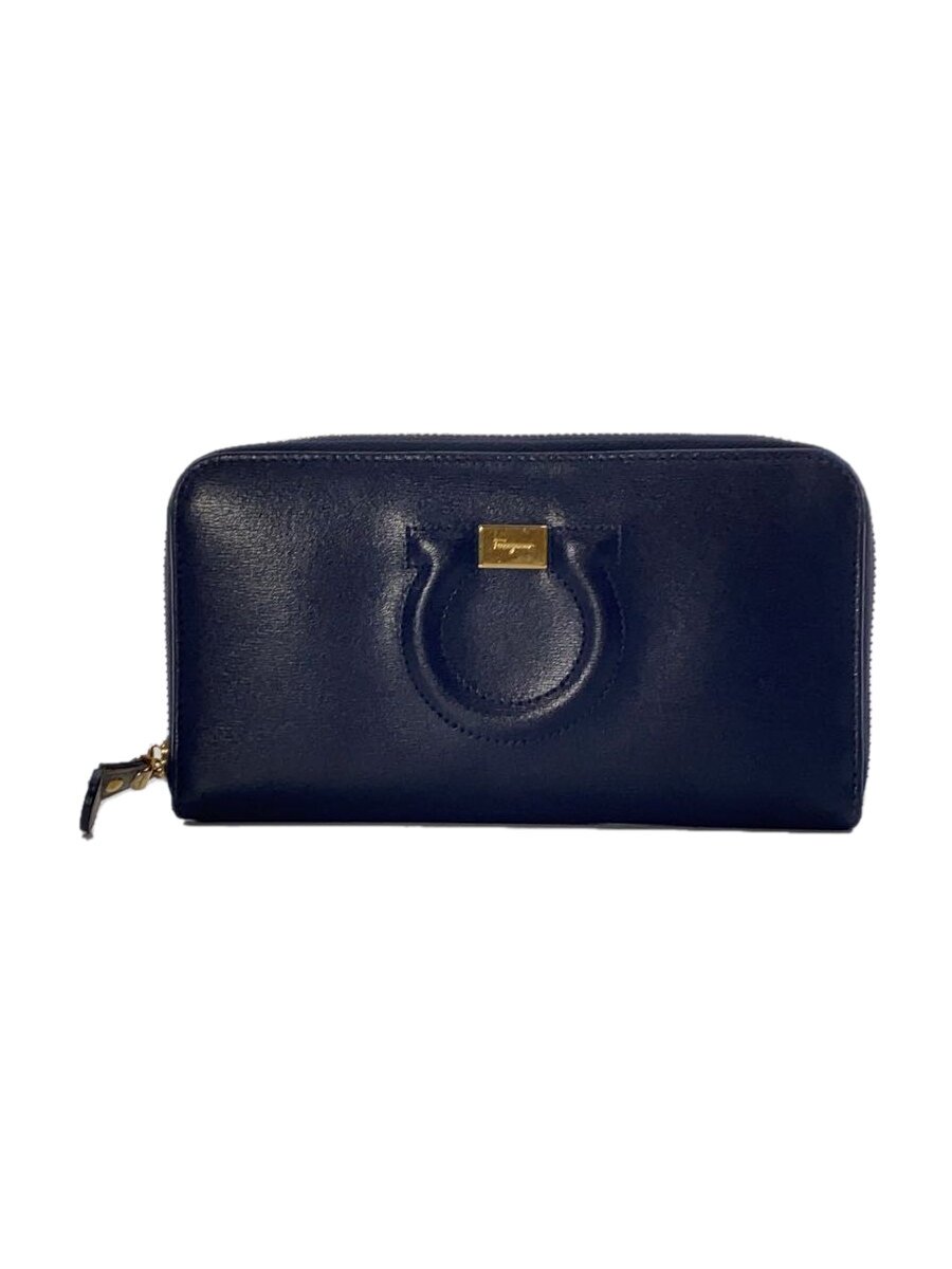 【中古】Salvatore Ferragamo◆長財布/レザー/NVY/レディース/IY-22C843【服飾雑貨他】