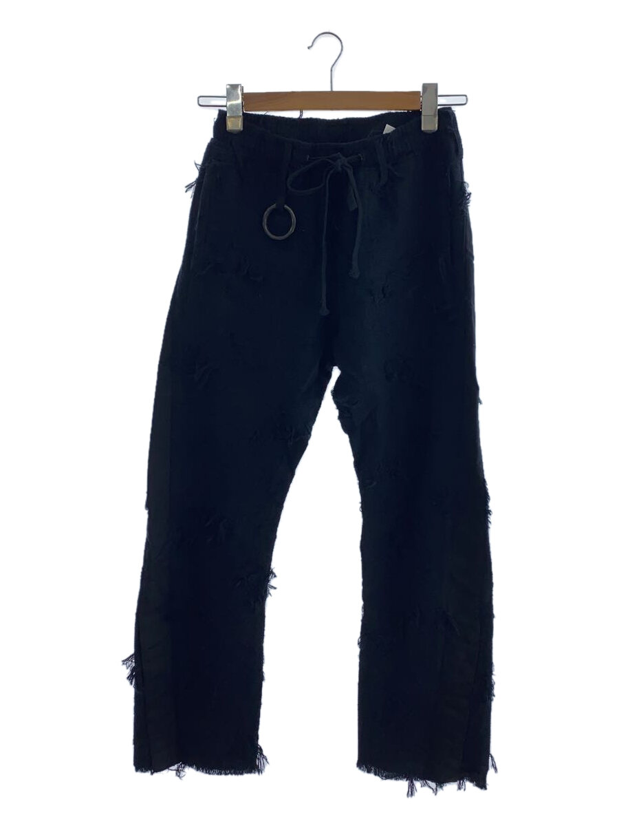 【中古】MINUS◆24AW/Twist Line Truck Pants Boro Crust/ボトム/1/コットン/BLK【メンズウェア】