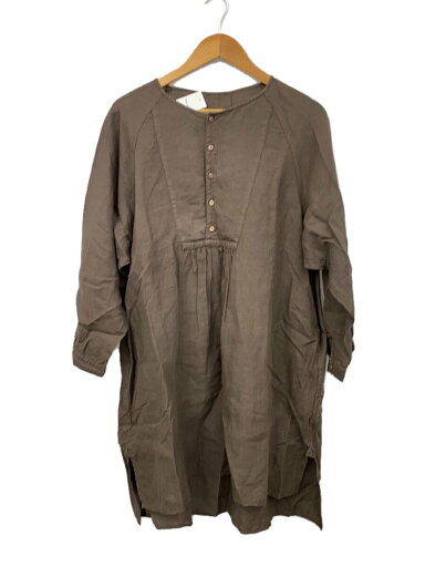 【中古】nest Robe◆ネストローブ/長袖ワンピース/M/リネン/ブラウン/無地【レディースウェア】 【中古】nest Robe◆ネストローブ/長袖ワンピース/M/リネン/ブラウン/無地【レディースウェア】