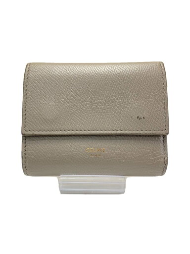 【中古】CELINE◆トリフォールドウォレット/3つ折り財布/レザー/GRY/レディース【服飾雑貨他】 【中古】CELINE◆トリフォールドウォレット/3つ折り財布/レザー/GRY/レディース【服飾雑貨他】