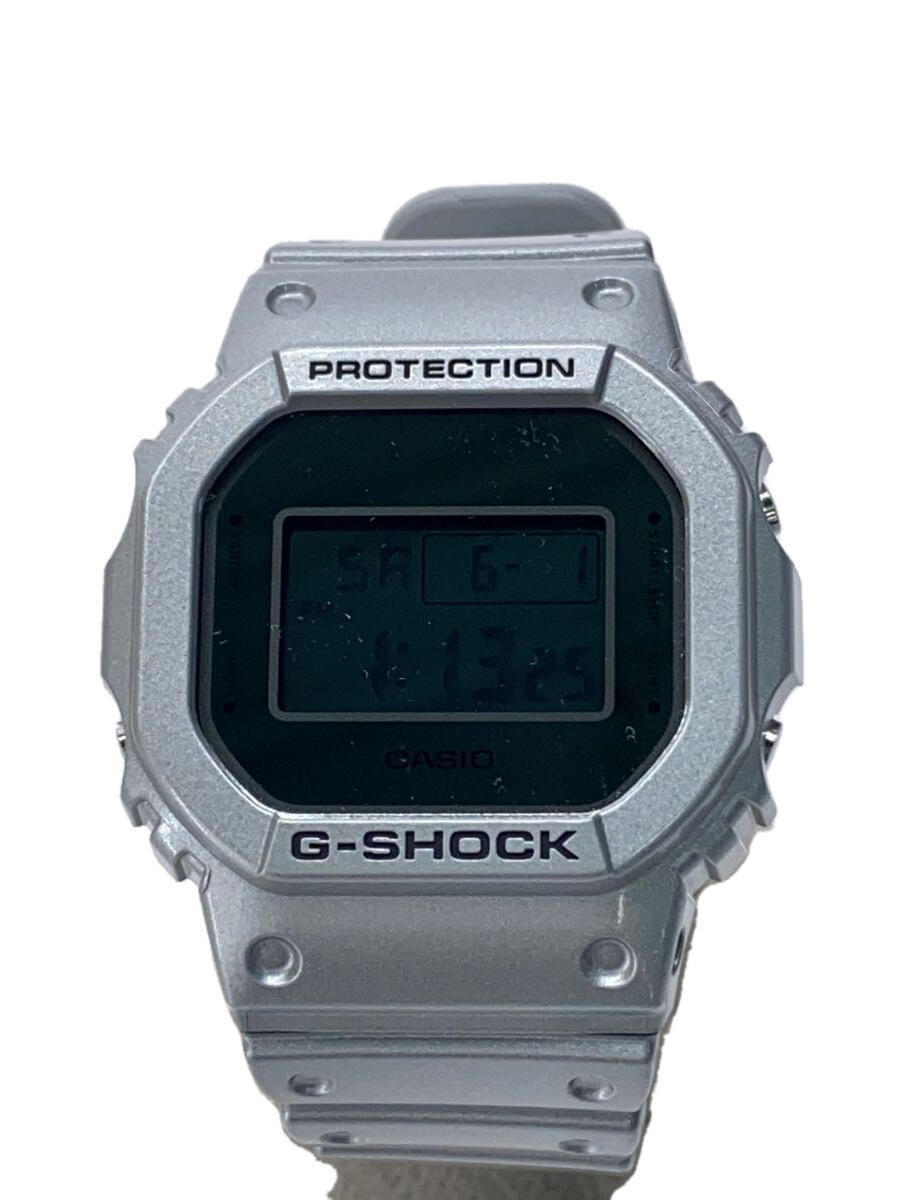 【中古】CASIO◆クォーツ腕時計/デジタル/ラバー/SLV/DW-5600FF-8JF【服飾雑貨他】