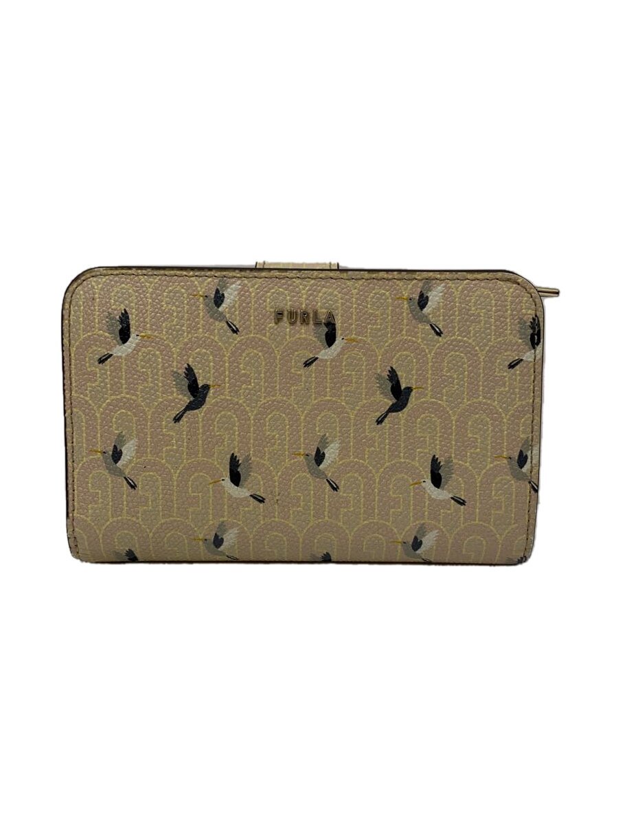 【中古】FURLA◆2つ折り財布/--/BEG/総�