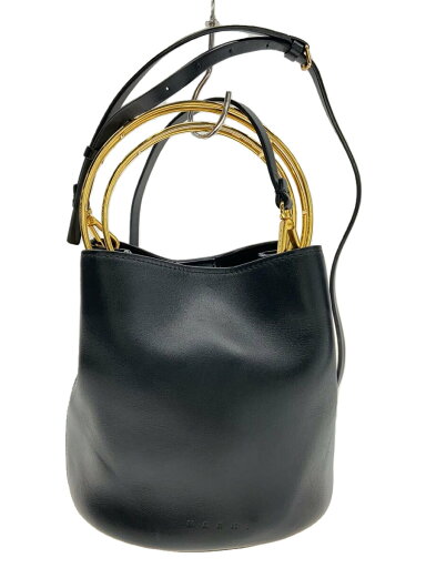 【中古】MARNI◆ハンドバッグ/牛革/ブラック/無地/70B-20133【バッグ】 【中古】MARNI◆ハンドバッグ/牛革/ブラック/無地/70B-20133【バッグ】